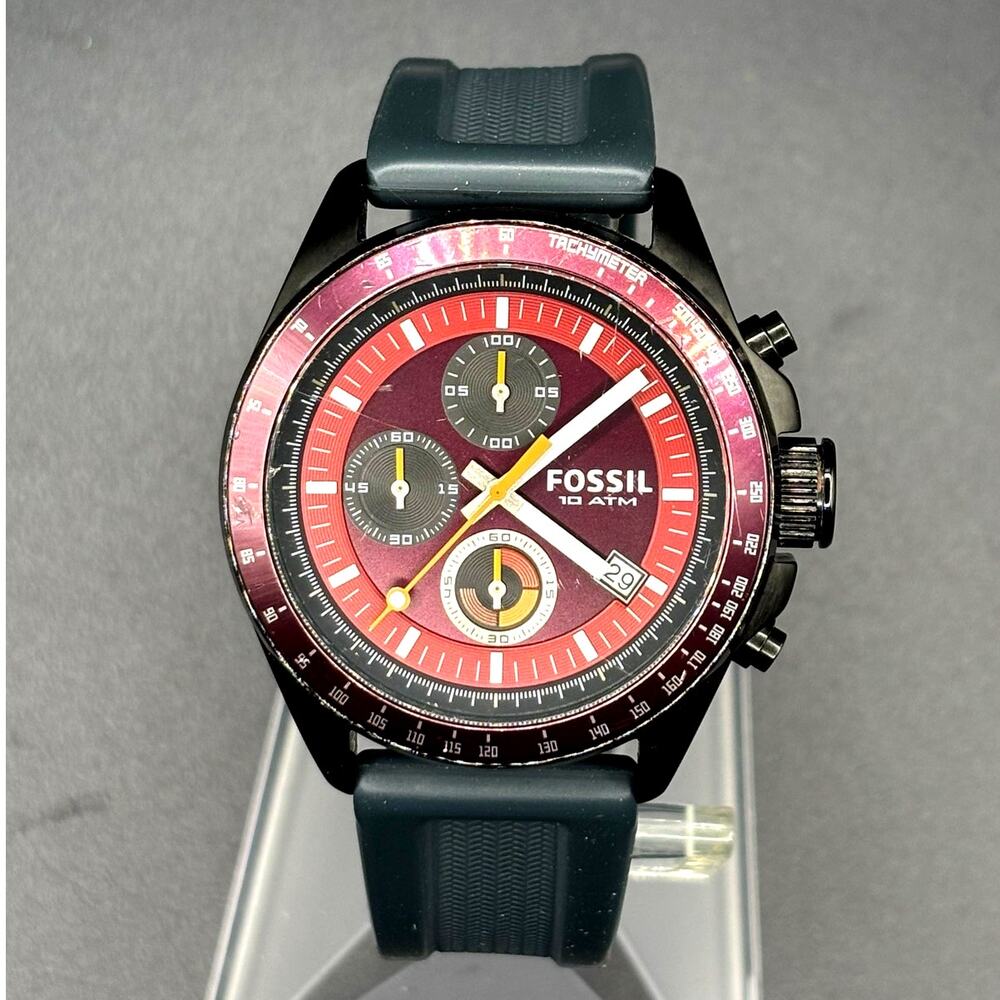 Fossil Decker CH2876 Chronograph Red Dial Silicone Men’s Watch 43mm